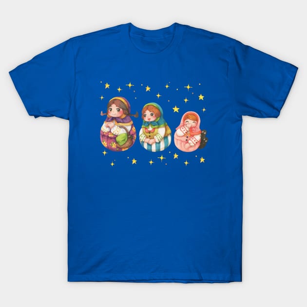 Sisters Russian Dolls T-Shirt by Mako Design 